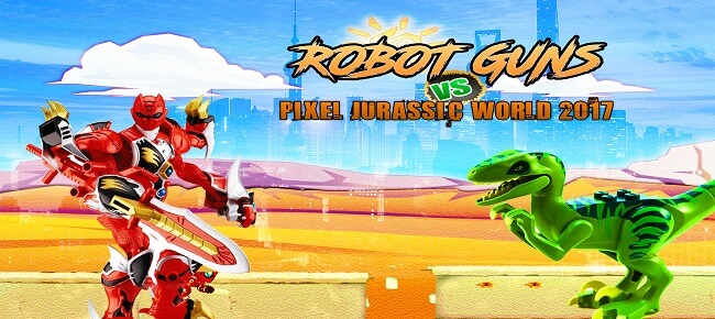 Robot guns vs pixel jurassic world